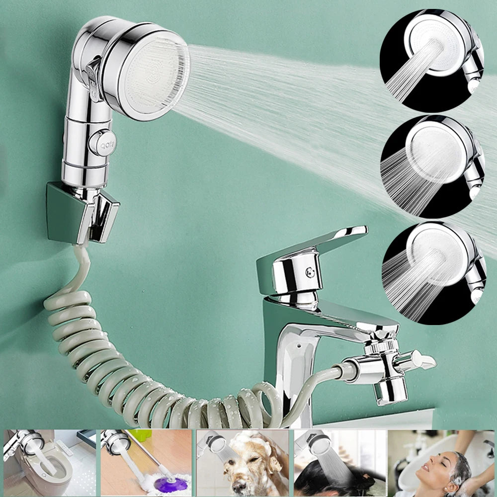 3-Way Faucet Diverter with Shower Head - Multi-Function for Salon & Home - Loovy # 