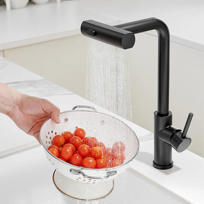304 Stainless Steel Pull-Out Kitchen Faucet – Waterfall Hot and Cold Mixed Water Sink Tap, Multi-Function Rinse, Rotate - Loovy # 