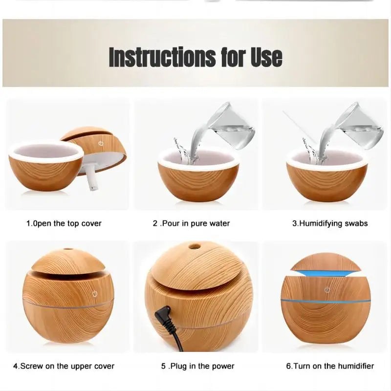 Mini USB Ultrasonic Wood Grain Aroma Diffuser & Air Humidifier - Loovy # 