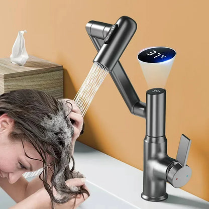 Digital Display LED Bathroom Basin Faucet – 360° Rotation, Hot & Cold Water Mixer - Loovy # 