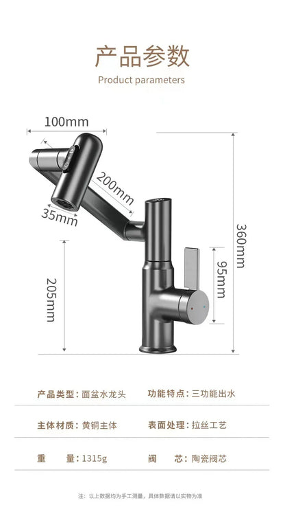 Digital Display LED Bathroom Basin Faucet – 360° Rotation, Hot & Cold Water Mixer - Loovy # 