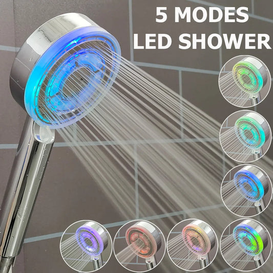 5-Mode LED Shower Head with Temperature Control - High Pressure & Water-Saving - Loovy # 