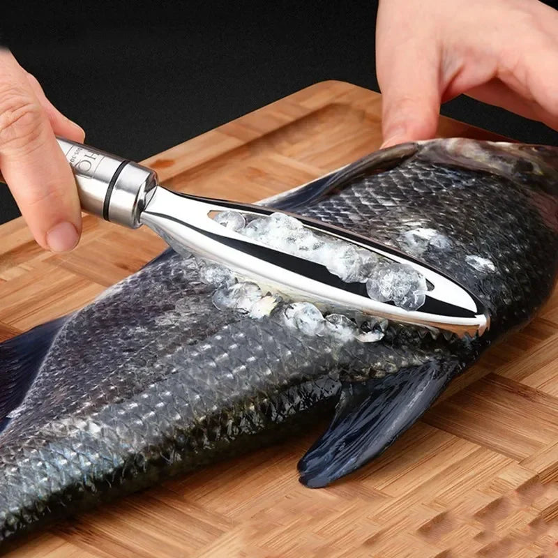 Stainless Steel Fish Scale Remover - Scraper & Tweezers for Easy Fish Cleaning - Loovy # 