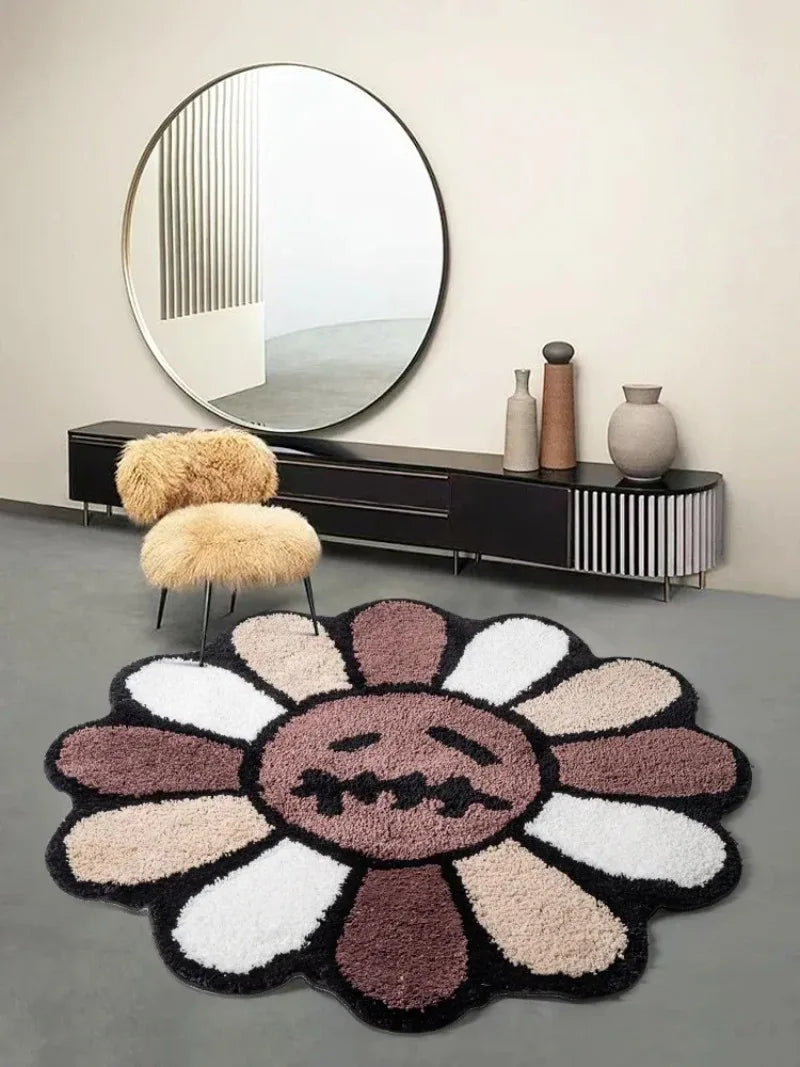 Aesthetic Sunflower & Cactus Tufted Rug – Decorative Anti-Slip Mat - Loovy # 