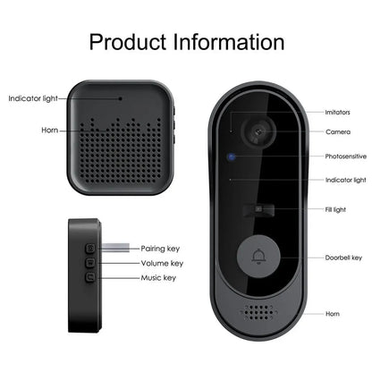 Tuya Smart Wireless Video Doorbell – HD Camera, 2-Way Audio, Night Vision, IP65 Waterproof, 2.4GHz WiFi