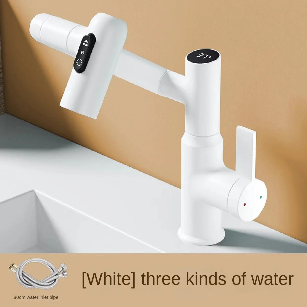 Digital Display LED Bathroom Basin Faucet – 360° Rotation, Hot & Cold Water Mixer - Loovy # 