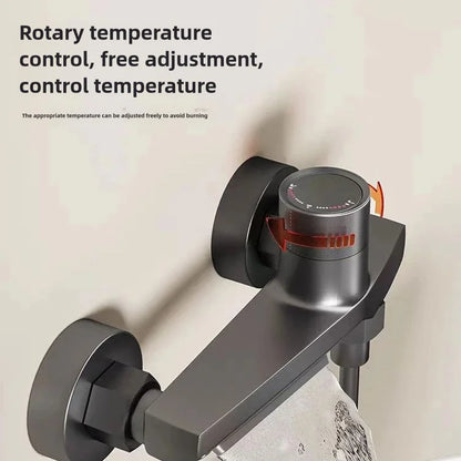 Wall-Mounted Waterfall Bathtub Faucet with Hand Shower – Gray Chrome Finish - Loovy # 