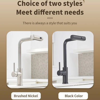 304 Stainless Steel Pull-Out Kitchen Faucet – Waterfall Hot and Cold Mixed Water Sink Tap, Multi-Function Rinse, Rotate - Loovy # 