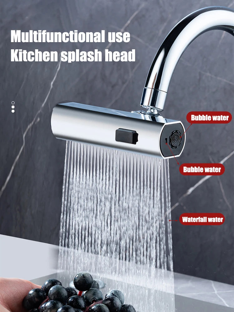 New Kitchen Waterfall Three-mode Universal Swivel Extension Faucet Splash-proof Nozzle Sink Multi-function - Loovy # 