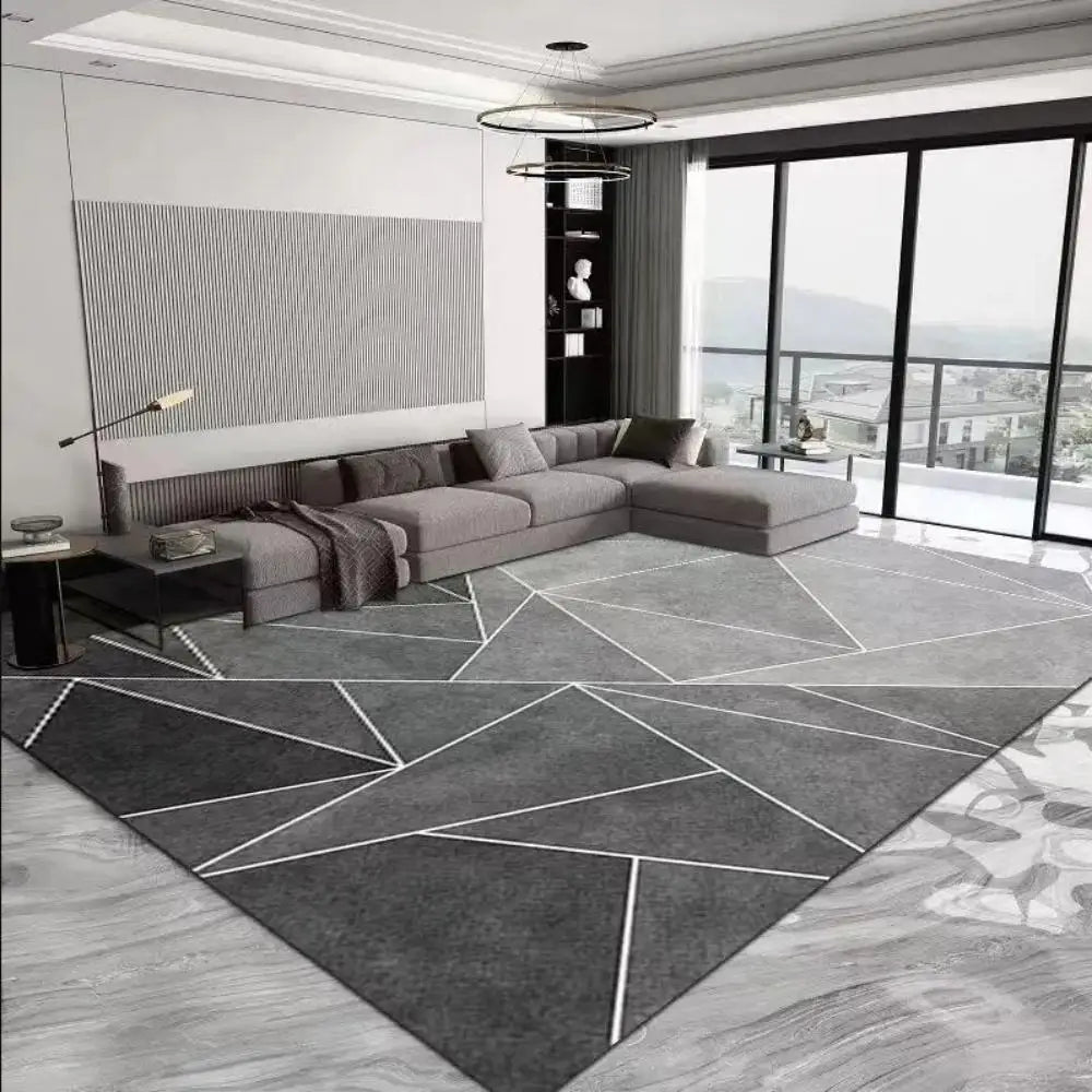 Modern Geometric Line Carpet – Crystal Velvet Mat for Living Room, Bedroom, and More - Loovy # 