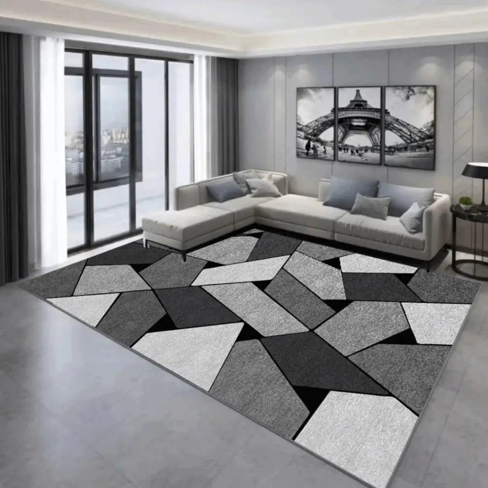 Modern Geometric Line Carpet – Crystal Velvet Mat for Living Room, Bedroom, and More - Loovy # 