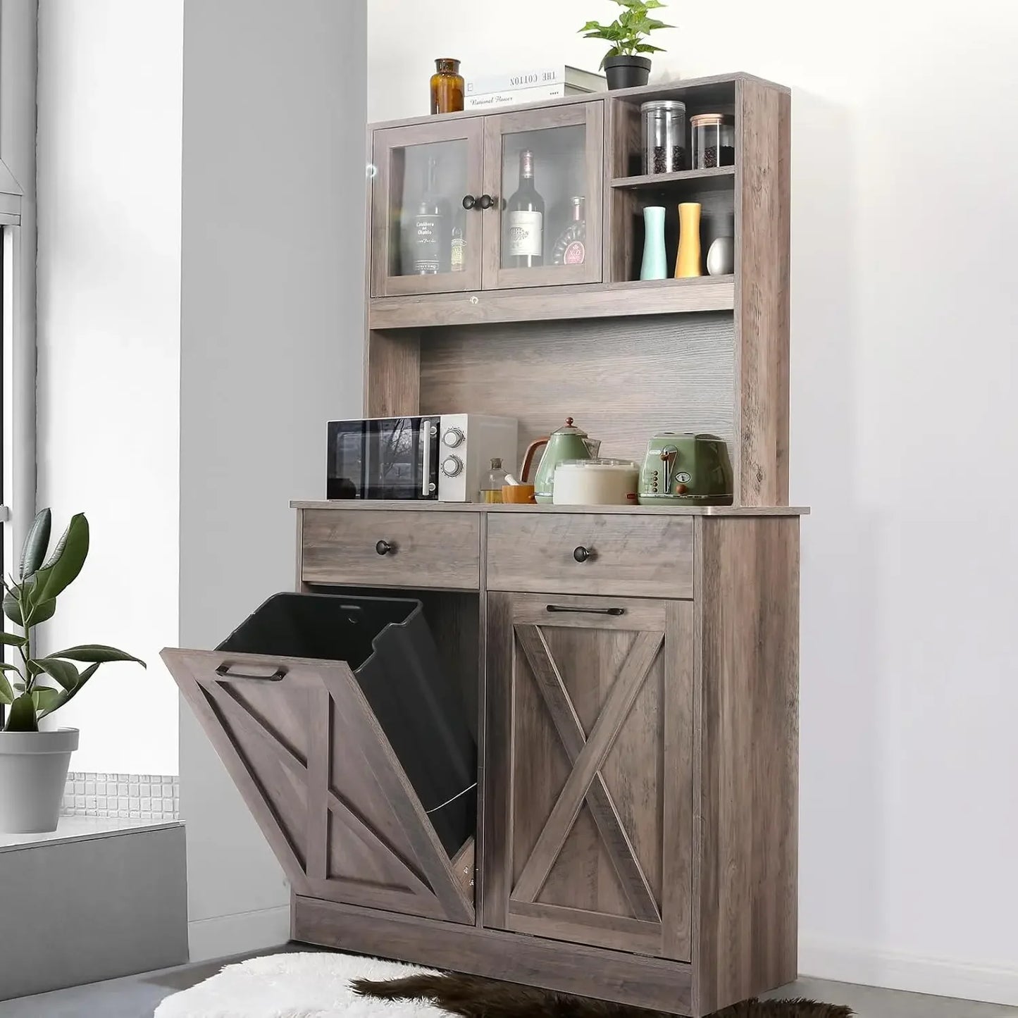 Dual Tilt-Out Trash Cabinet - Kitchen Storage with Modern Design - Loovy # 