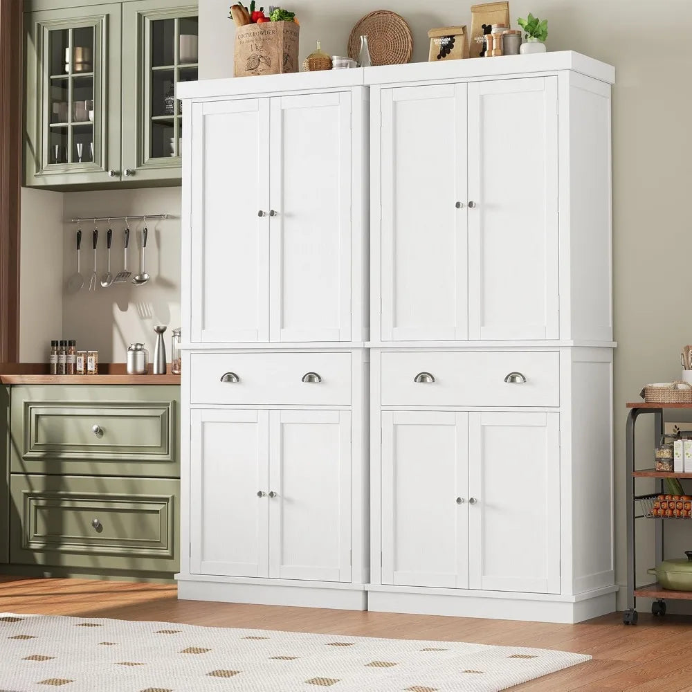 Utility Pantry Storage Cabinet - Freestanding with Doors & Drawers - Loovy # 