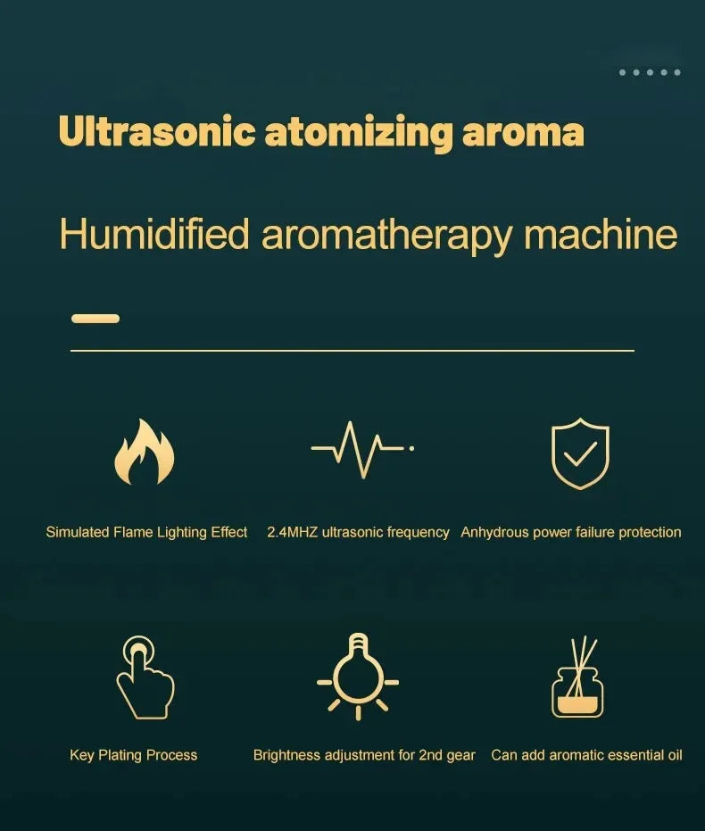 Ultrasonic Aroma Diffuser – Cool Mist Maker with LED Flame Lamp - Loovy # 