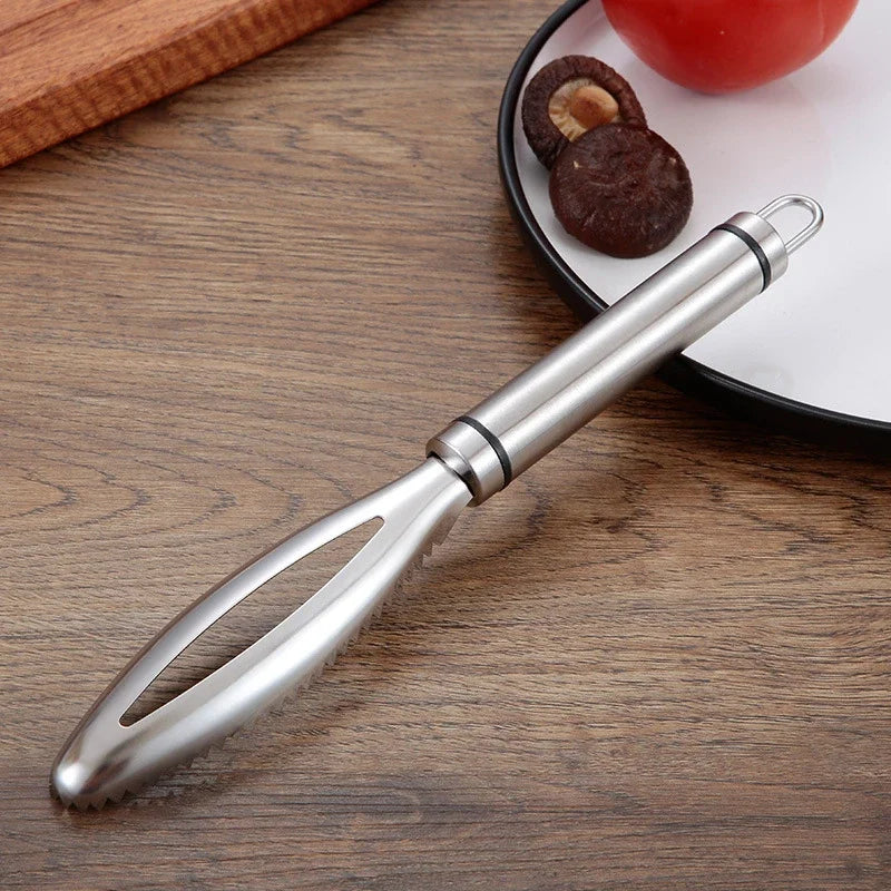 Stainless Steel Fish Scale Remover - Scraper & Tweezers for Easy Fish Cleaning - Loovy # 