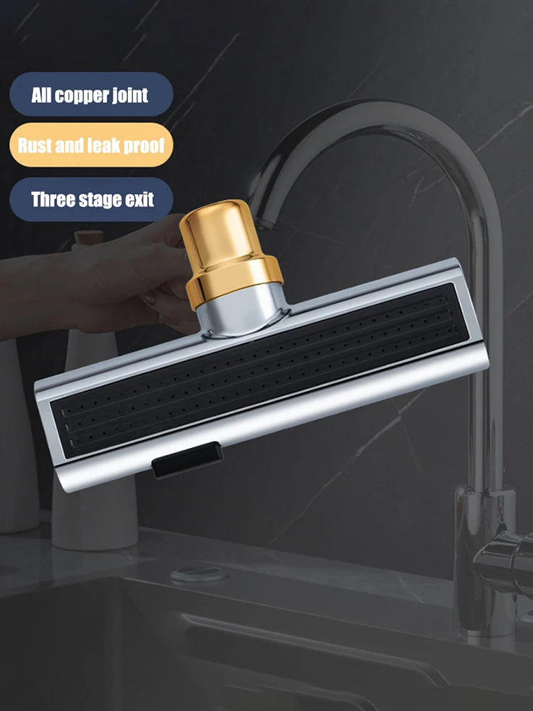 New Kitchen Waterfall Three-mode Universal Swivel Extension Faucet Splash-proof Nozzle Sink Multi-function - Loovy # 