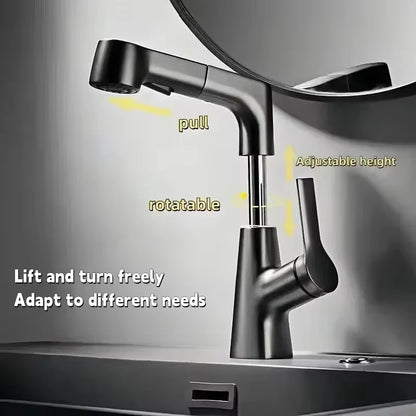 360-Degree Rotating Pull-Out Bathroom Faucet with Hot and Cold Water Control - Loovy # 