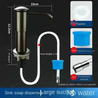 Kitchen Sink Soap Dispenser with Extension Tube - Chrome Finish - Loovy # 