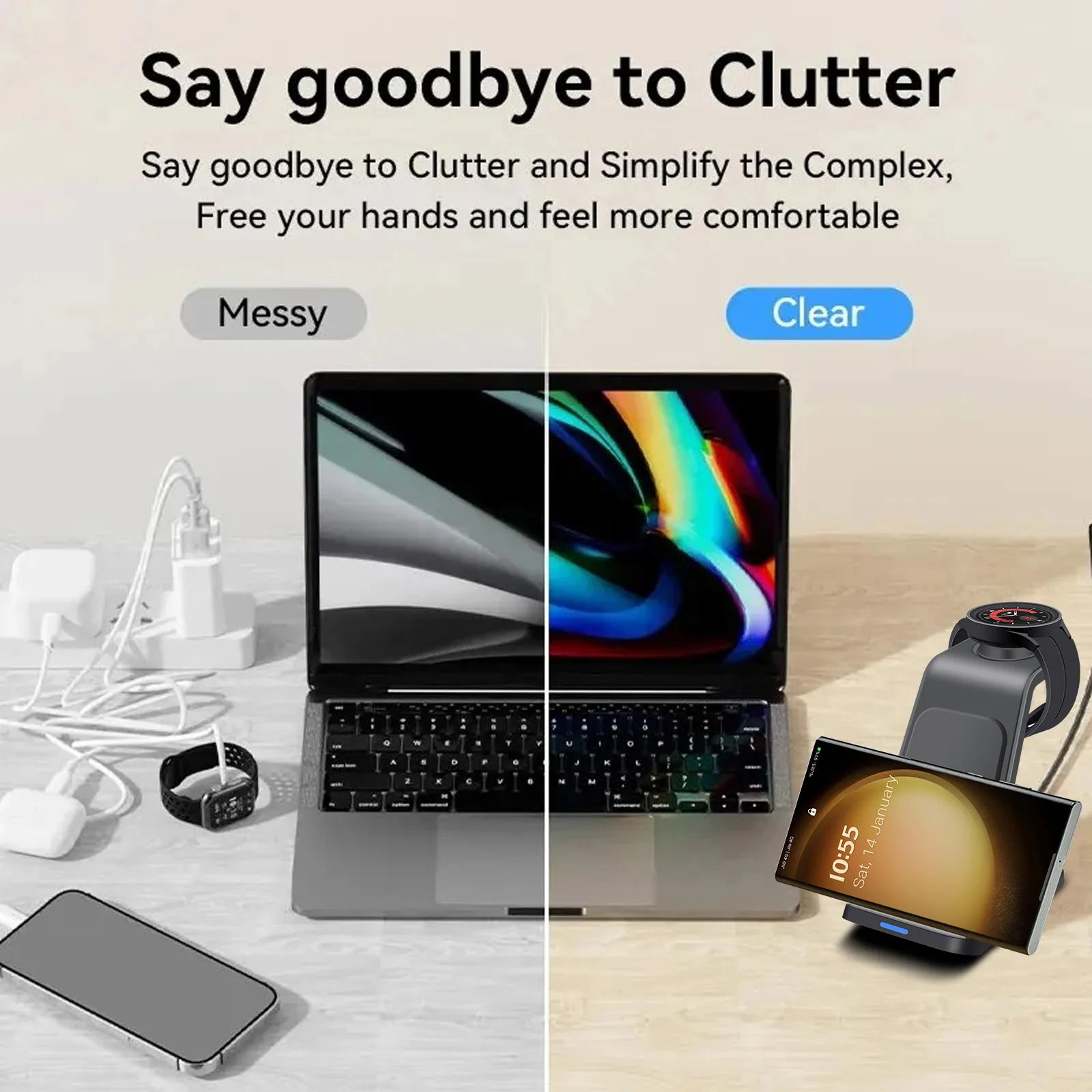 3-in-1 Wireless Charging Station for Samsung Galaxy Devices - Loovy # 