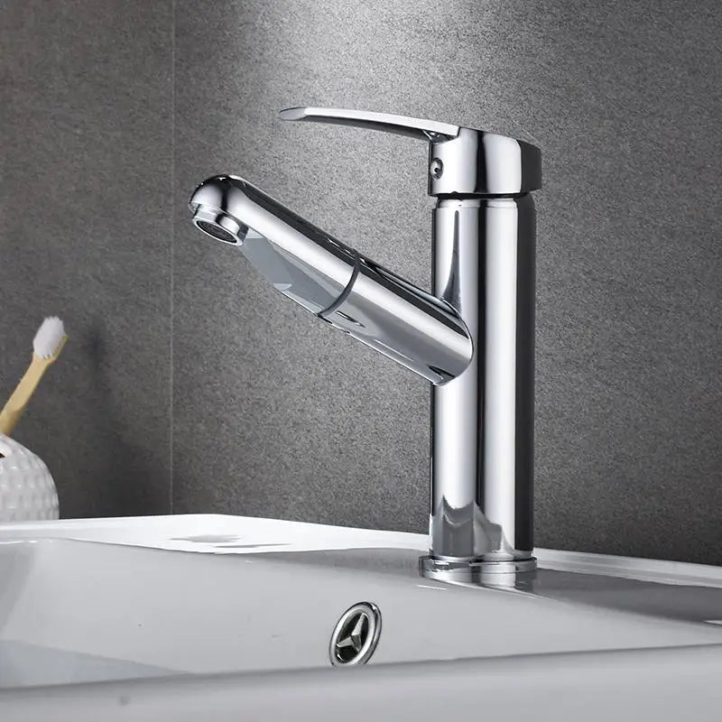 Single Handle Pull-Out Bathroom Basin Faucet – Modern Design for Hot and Cold Water - Loovy # 