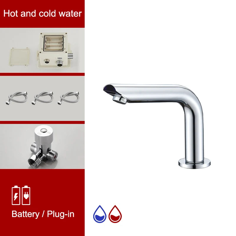 Sensor Basin Faucet – Chrome Deck-Mounted Automatic Water Mixer Tap - Loovy # 