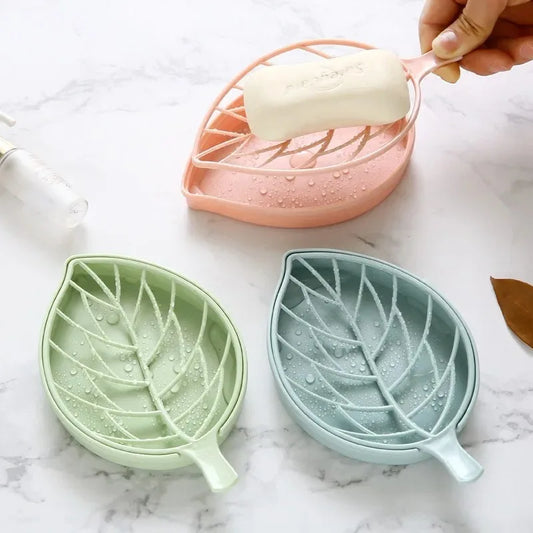 Leaf Shape Soap Dish - Double Draining with Non-Slip Base for Bathroom - Loovy # 