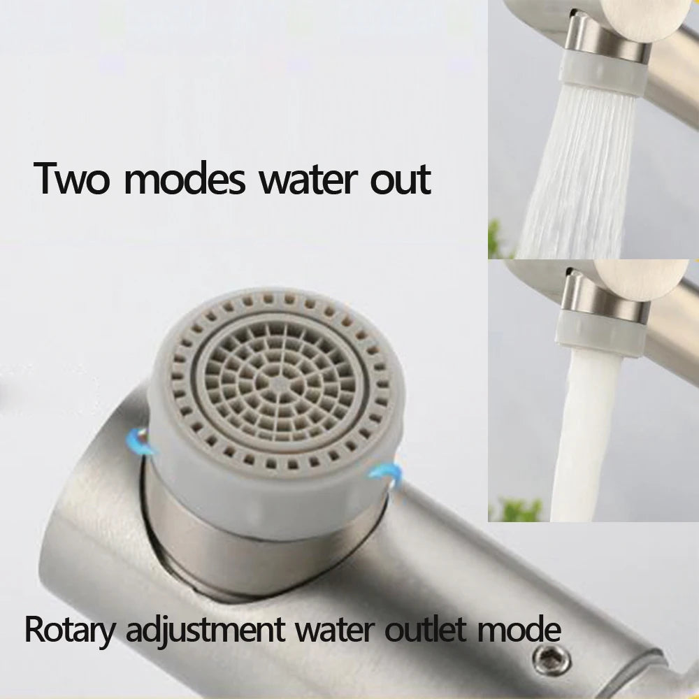304 Stainless Steel Sink Faucet – Deck-Mounted, 360° Rotating Hot & Cold Mixer - Loovy # 