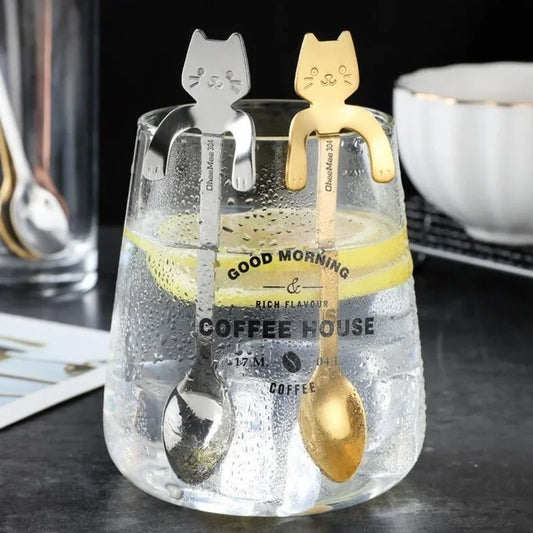 Cute Cat Coffee Spoon - Stainless Steel Dessert Spoon for Kids & Adults - Loovy # 