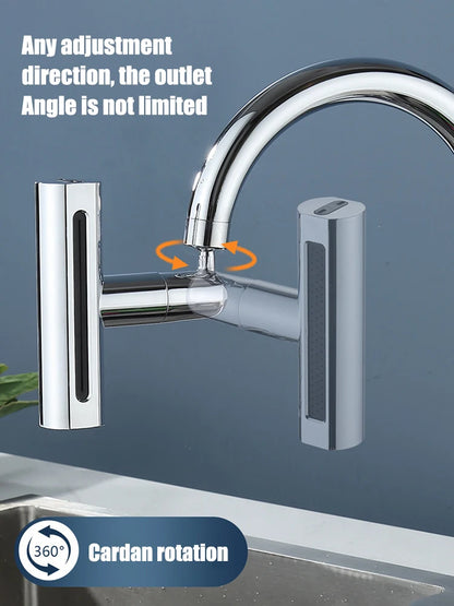 New Kitchen Waterfall Three-mode Universal Swivel Extension Faucet Splash-proof Nozzle Sink Multi-function - Loovy # 