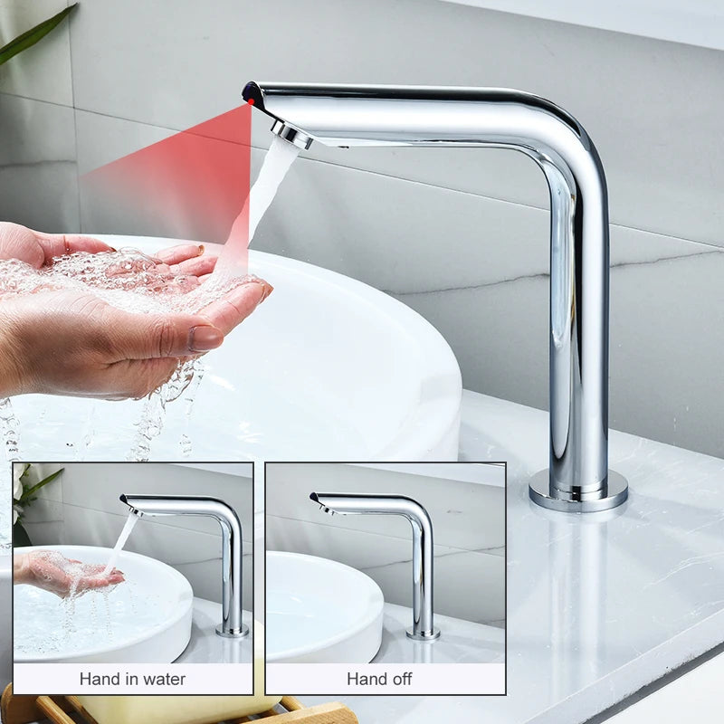 Sensor Basin Faucet – Chrome Deck-Mounted Automatic Water Mixer Tap - Loovy # 