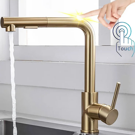 Touch Kitchen Faucet – Pull-Down Sprayer with Hot & Cold Mixer, Stainless Steel Sensor Faucet - Loovy # 
