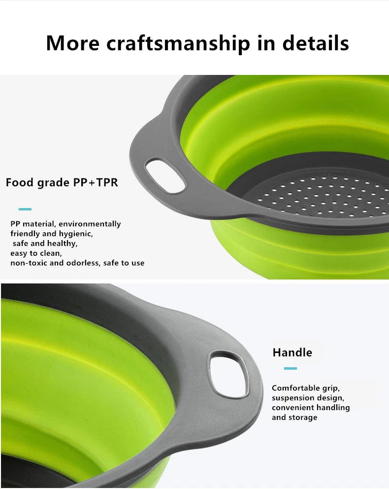 Foldable Silicone Colander - Space-Saving Multifunctional Drainer for Kitchen - Loovy # 