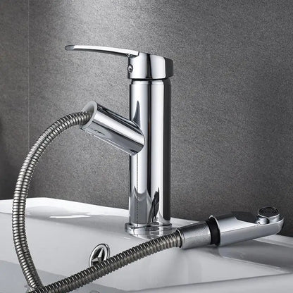 Single Handle Pull-Out Bathroom Basin Faucet – Modern Design for Hot and Cold Water - Loovy # 