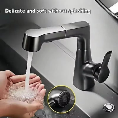 360-Degree Rotating Pull-Out Bathroom Faucet with Hot and Cold Water Control - Loovy # 