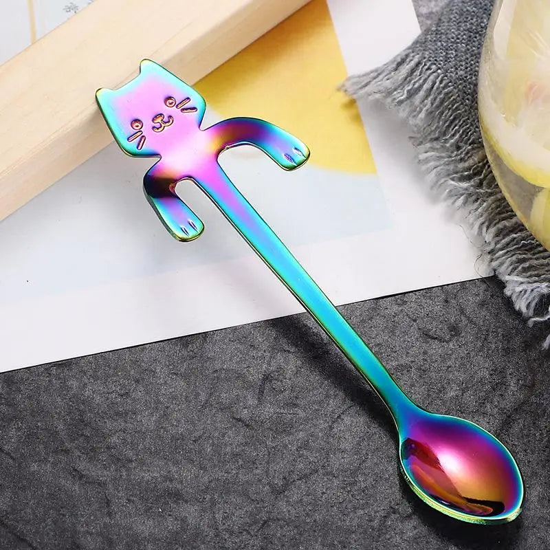 Cute Cat Coffee Spoon - Stainless Steel Dessert Spoon for Kids & Adults - Loovy # 