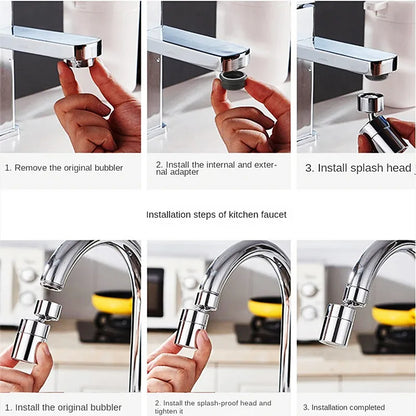 360° Swivel Faucet Spray Head – Rotatable Extension with Dual Modes for Water Saving - Loovy # 