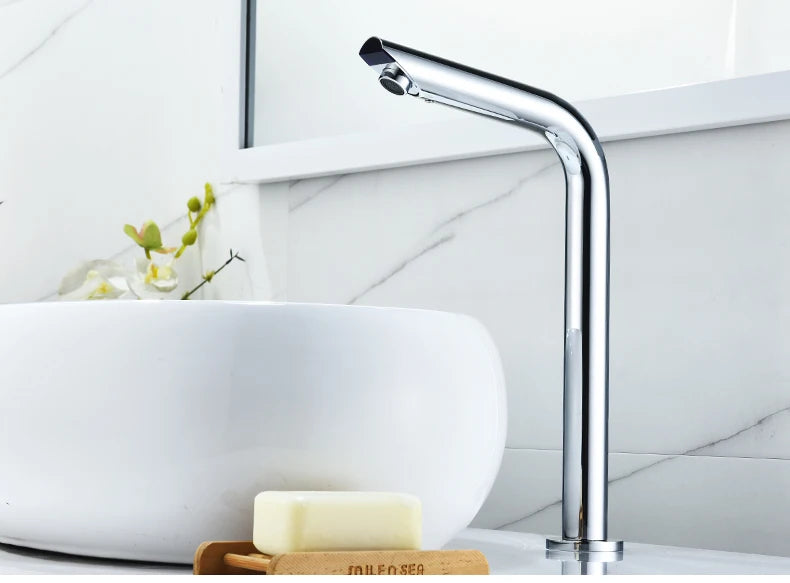 Sensor Basin Faucet – Chrome Deck-Mounted Automatic Water Mixer Tap - Loovy # 