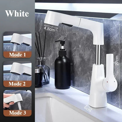 360-Degree Rotating Pull-Out Bathroom Faucet with Hot and Cold Water Control - Loovy # 
