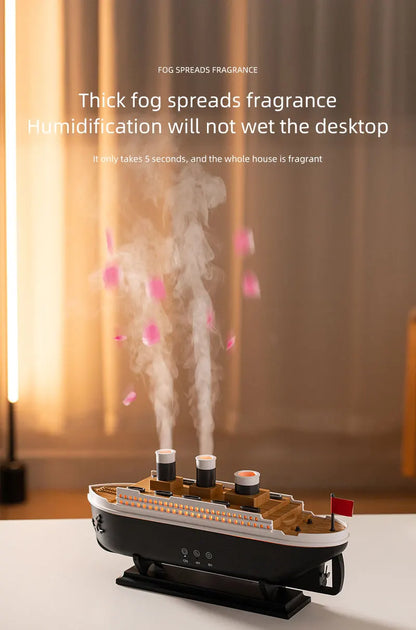 Retro Boat Ultrasonic Aromatherapy Humidifier with Remote Control - Loovy # 