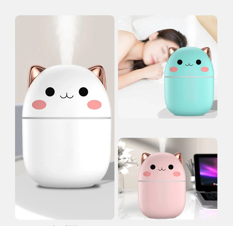 Portable 200ml Air Humidifier with Night Light – Kawaii Aroma Diffuser - Loovy # 