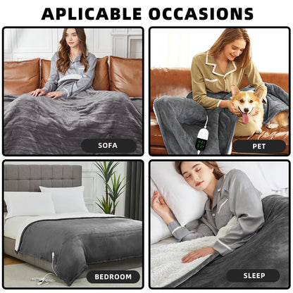 50x60 Inch Electric Heated Blanket – Soft Cashmere Throw with 6 Heating Levels & 4-Hour Auto-Off - Loovy # 