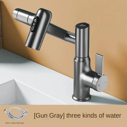 Digital Display LED Bathroom Basin Faucet – 360° Rotation, Hot & Cold Water Mixer - Loovy # 