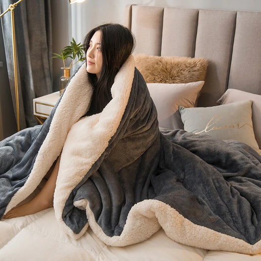 Cozy Wool Throw Blanket – Double-Sided Winter Bedspread for Warmth and Comfort - Loovy # 