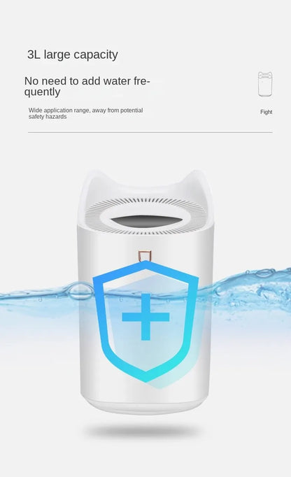 3000ml Dual Jet Air Humidifier – Large Capacity Ultrasonic Aroma Diffuser - Loovy # 