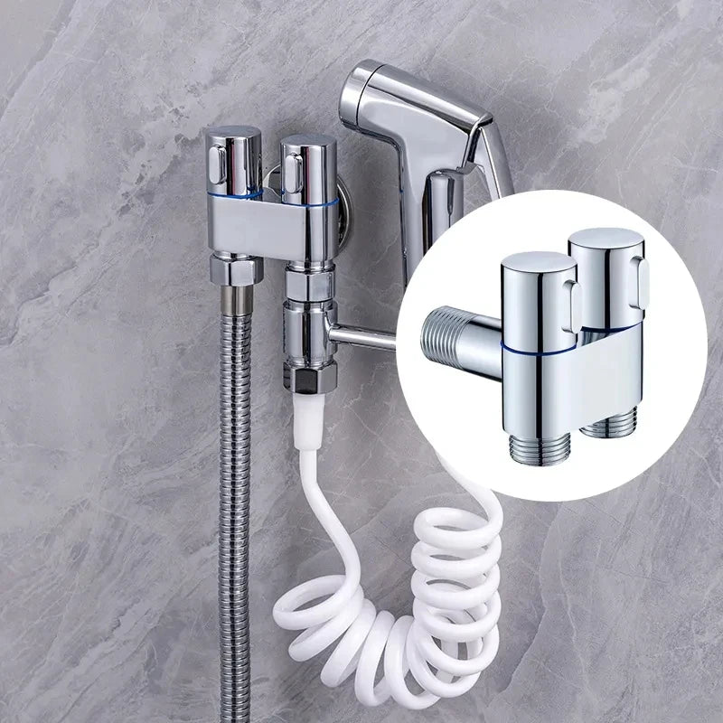 Zinc Alloy Wall-Mount Toilet Bidet Sprayer Set with Dual Outlet - Loovy # 