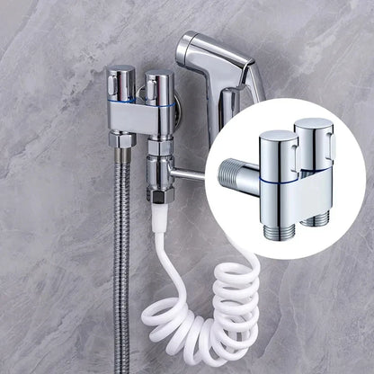 Zinc Alloy Wall-Mount Toilet Bidet Sprayer Set with Dual Outlet - Loovy # 