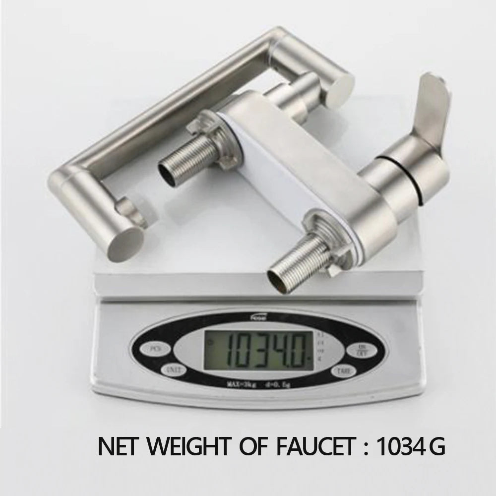 304 Stainless Steel Sink Faucet – Deck-Mounted, 360° Rotating Hot & Cold Mixer - Loovy # 