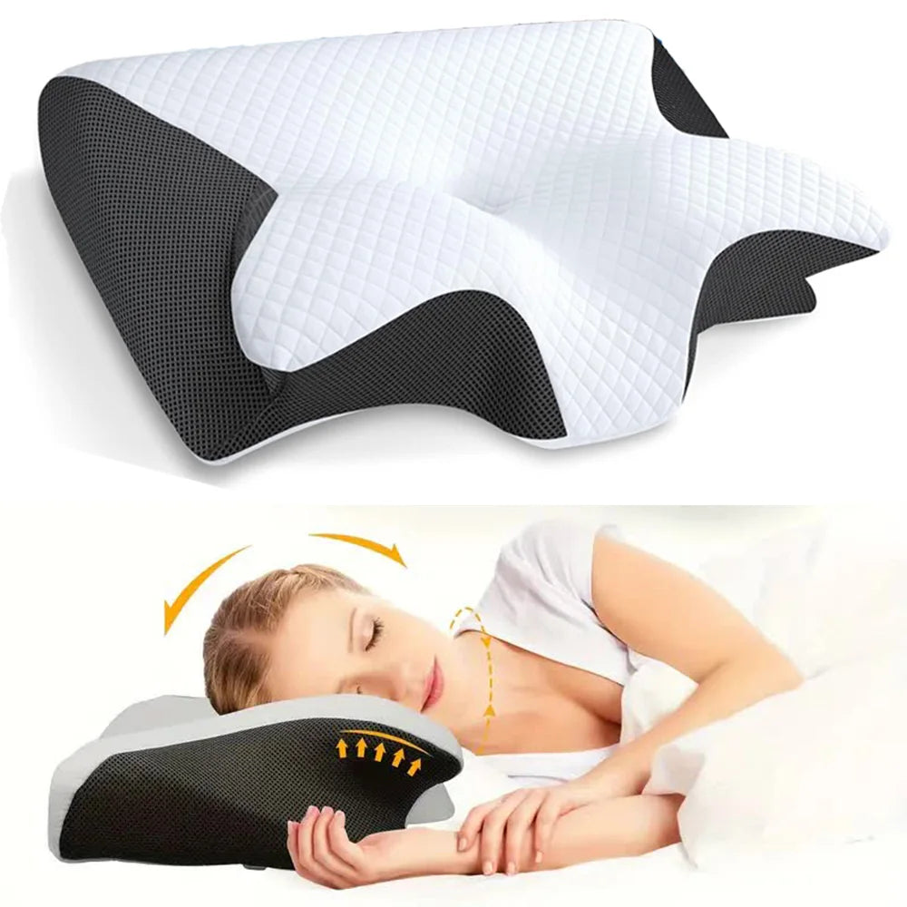 Butterfly Memory Foam Neck Pillow – Orthopedic Cervical Support - Loovy # 