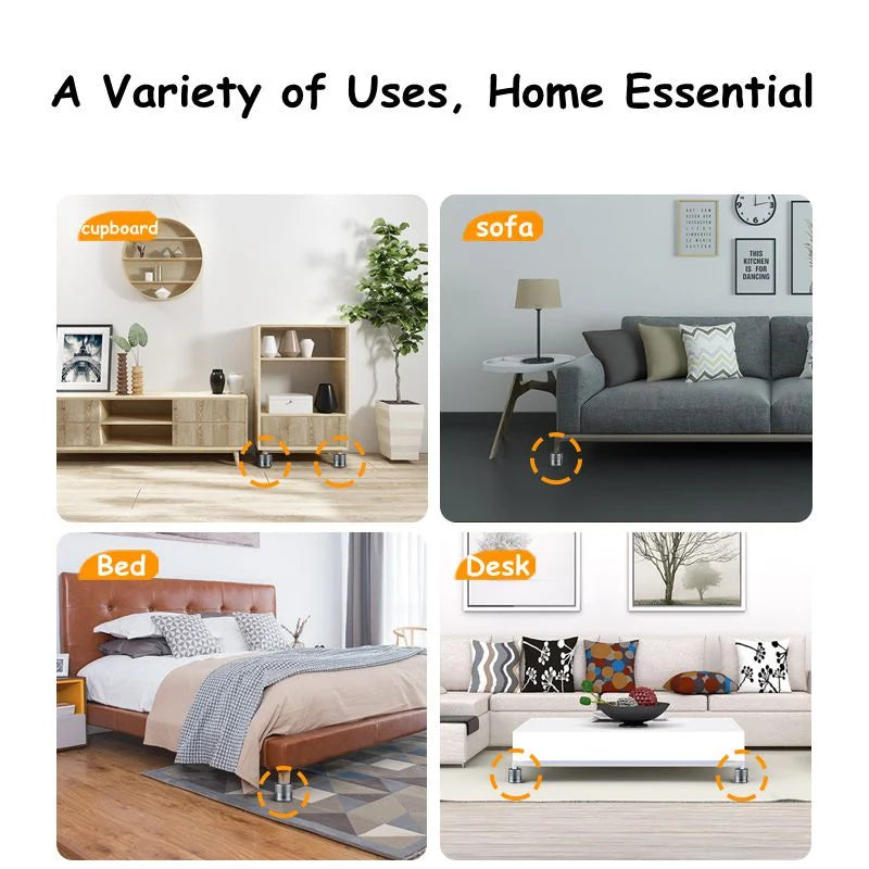 Adjustable Metal Furniture Leg Boosters – Anti-Slip and Shockproof Pads for Beds, Sofas, and Appliances - Loovy # 