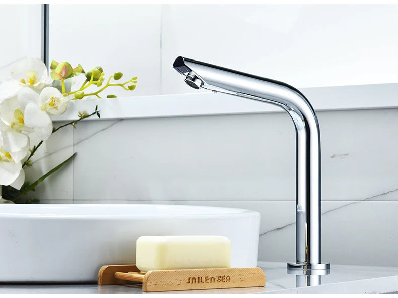 Sensor Basin Faucet – Chrome Deck-Mounted Automatic Water Mixer Tap - Loovy # 